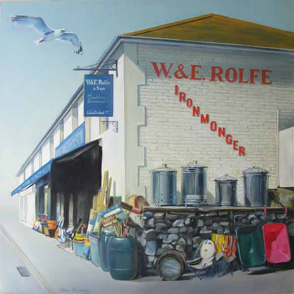 W&E Rolfe Ironmonger, oil on board, part of the mural