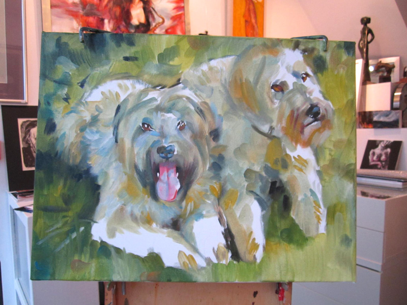 Bella and Rosie, portrait in process