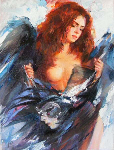 venecian angel, oil, copy from Slavinskiy`s painting